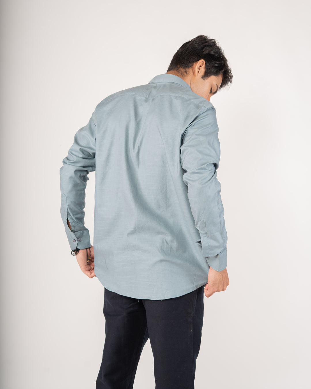 Sage Grey Textured Structured Shirt