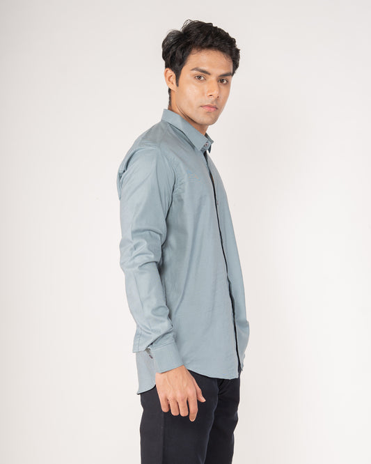 Sage Grey Textured Structured Shirt