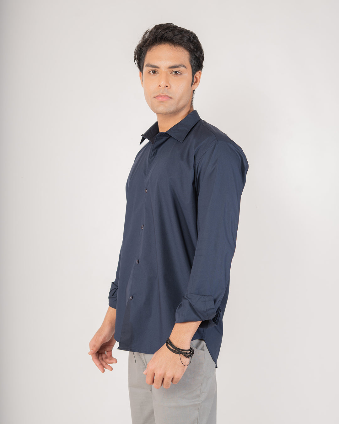 Premium Navy Blue Classic Button-Down Shirt