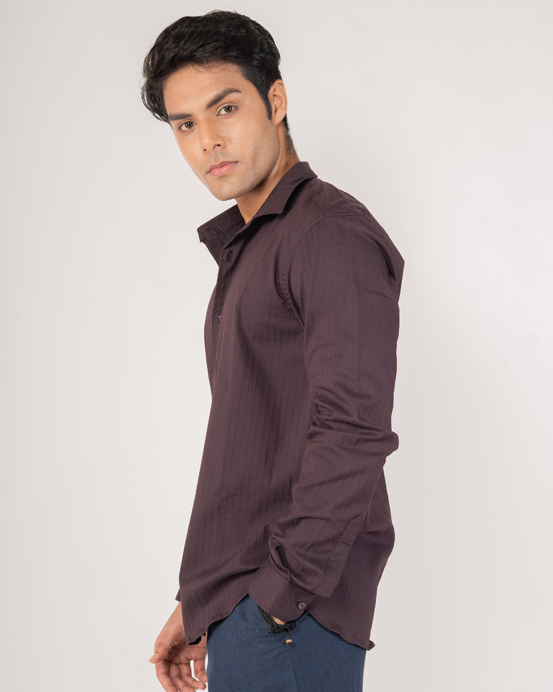 Espresso Textured Stripe Button-Down Shirt