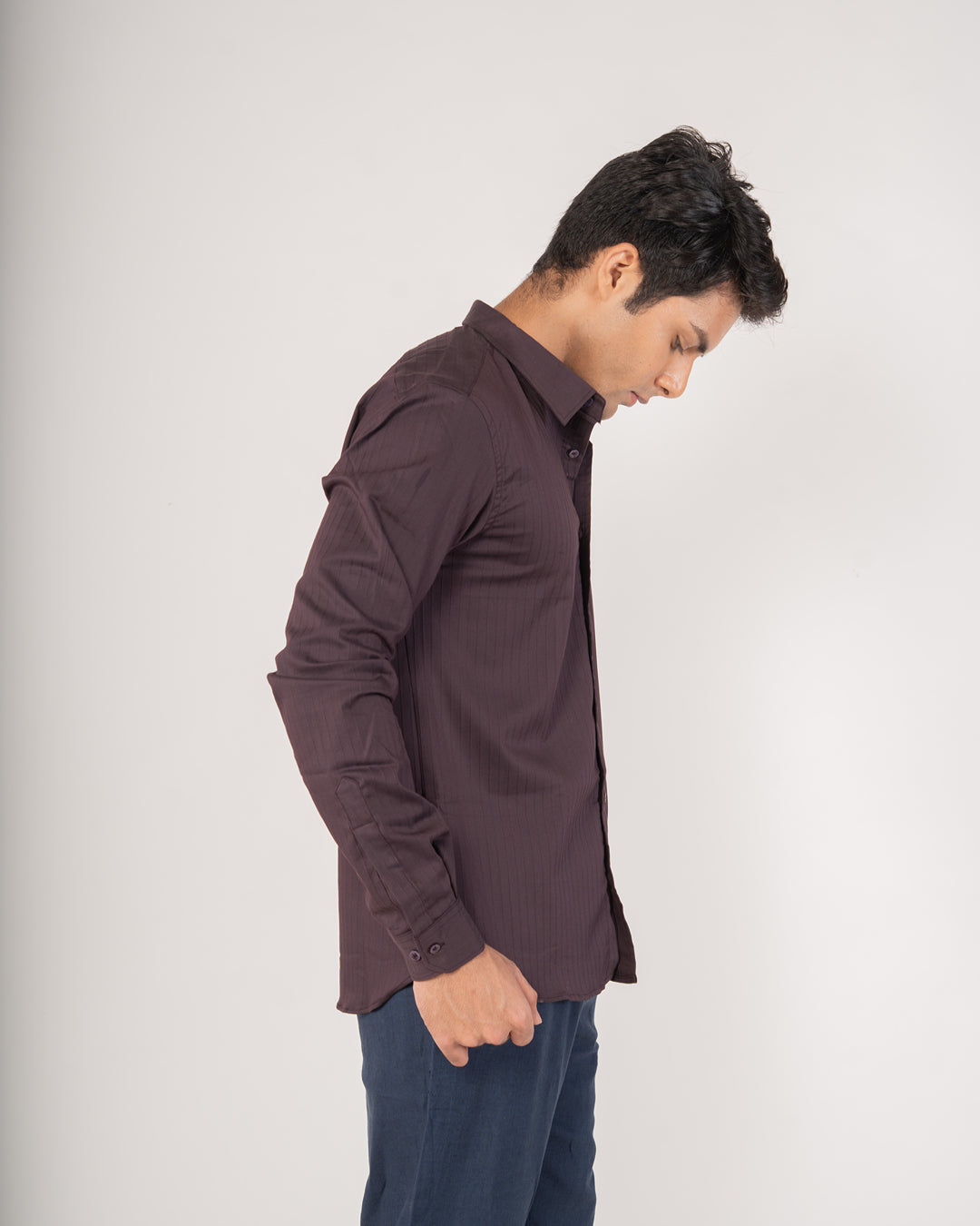 Espresso Textured Stripe Button-Down Shirt