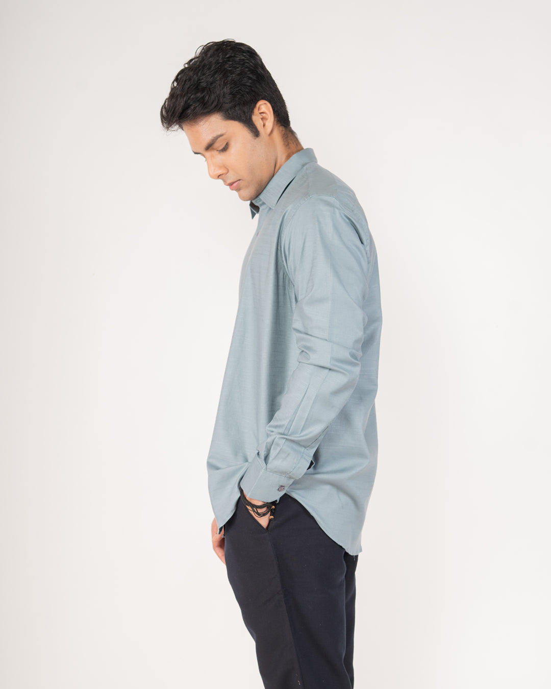 Sage Grey Textured Structured Shirt