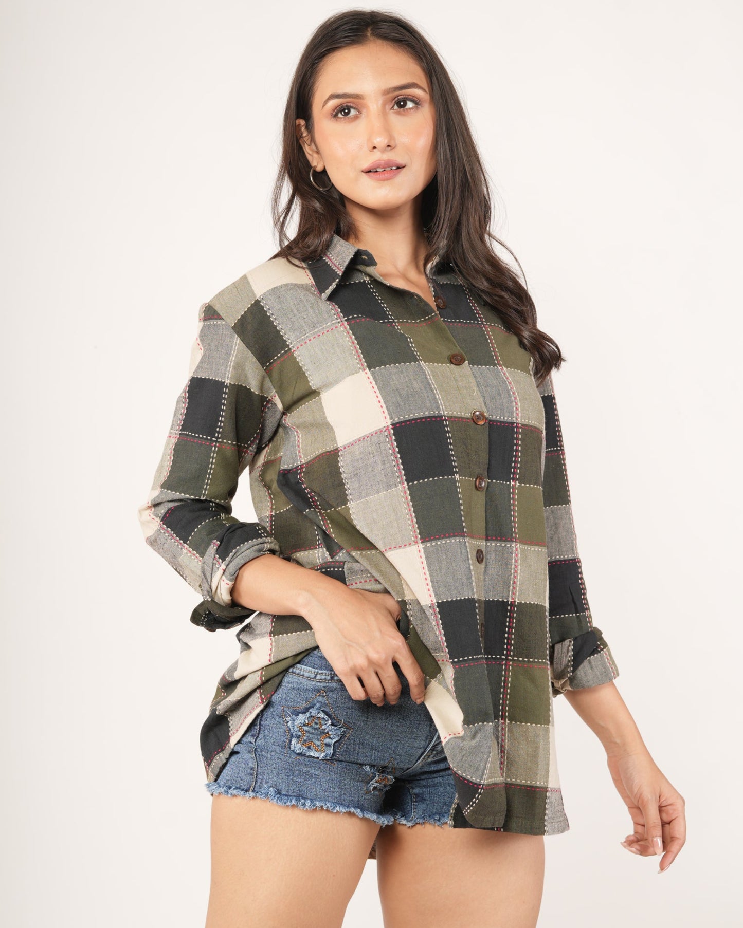 Alpine Plaid Slouchy Oversized Shirt