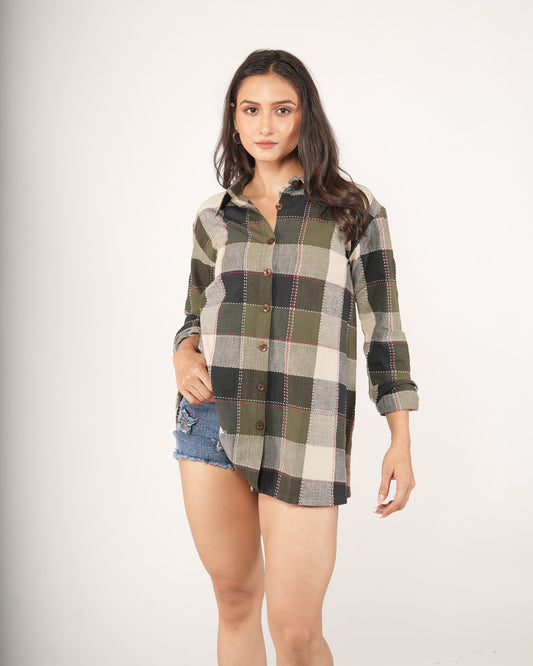Alpine Plaid Slouchy Oversized Shirt