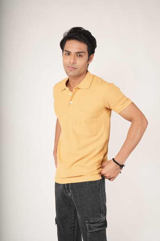 Golden Yellow Pocket Polo T-Shirt