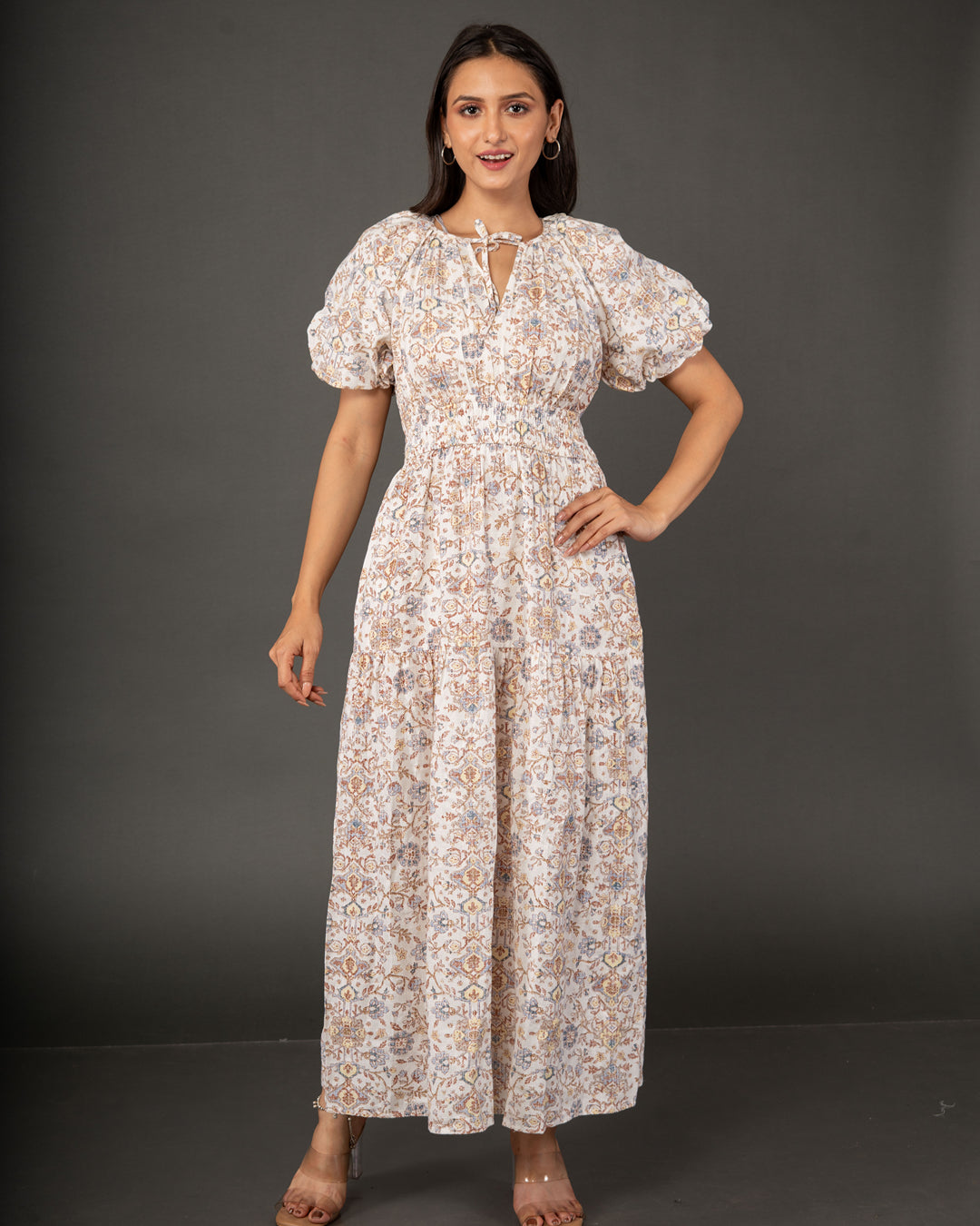 Alabaster Vintage Floral Tiered Maxi Dress