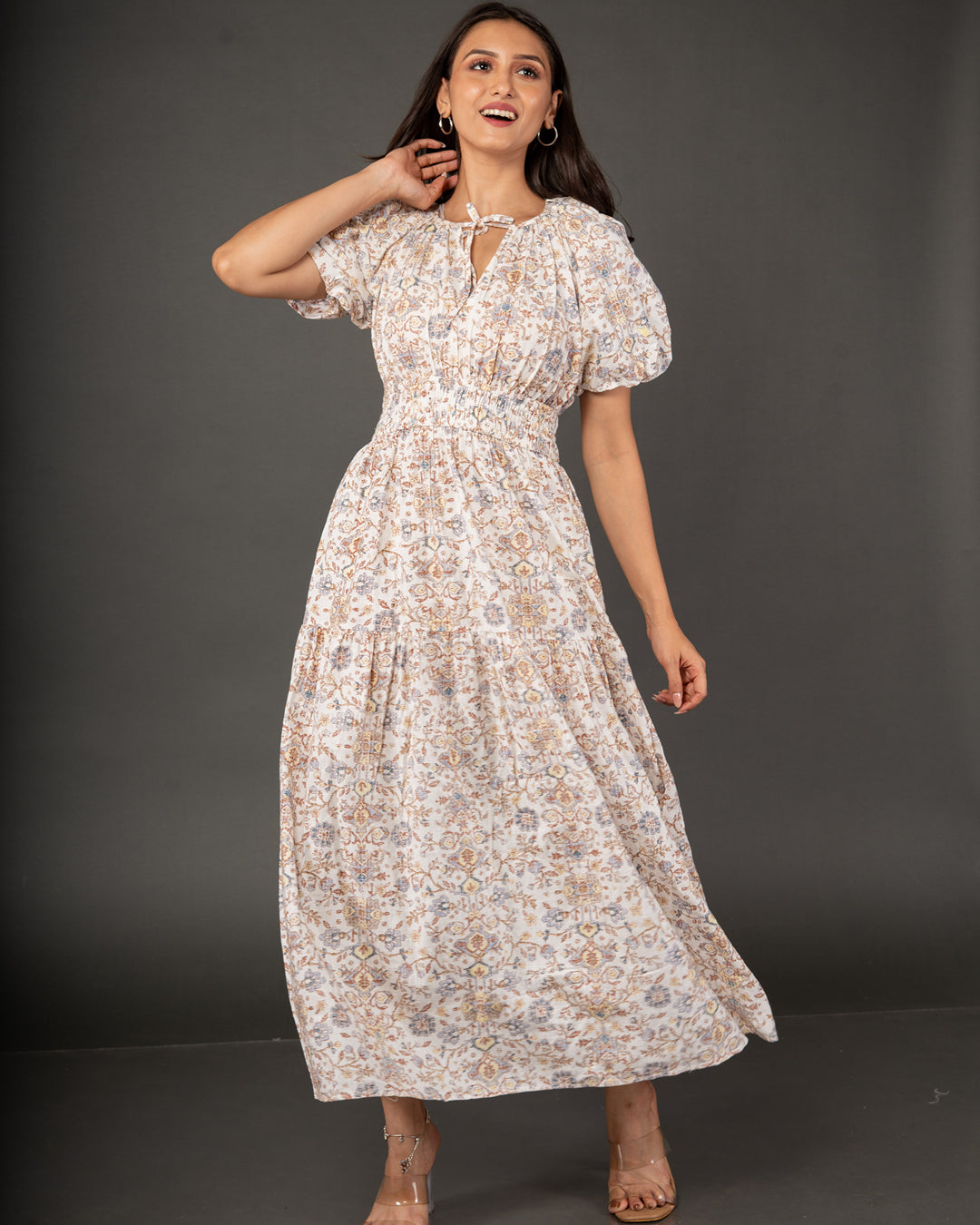 Alabaster Vintage Floral Tiered Maxi Dress