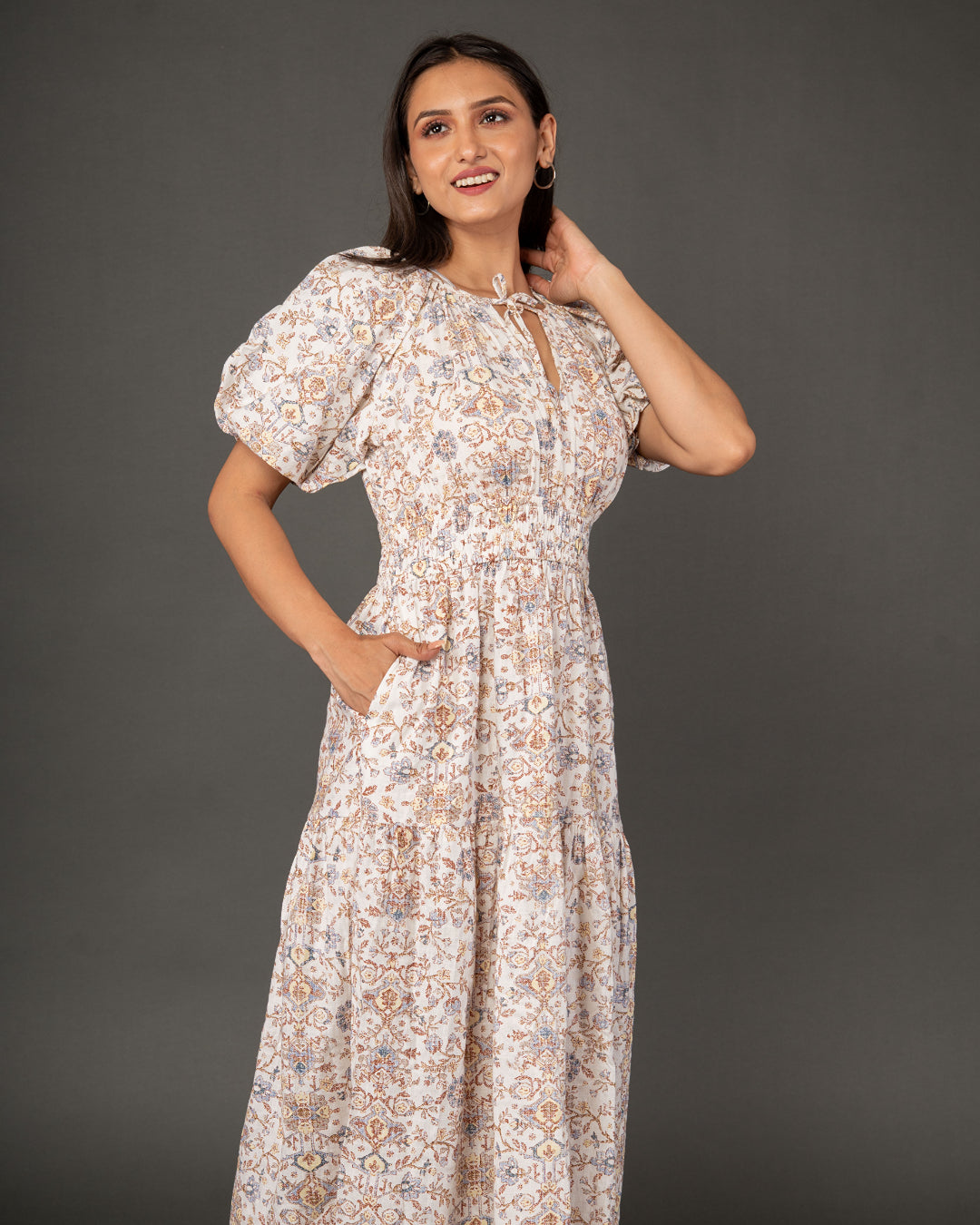 Alabaster Vintage Floral Tiered Maxi Dress