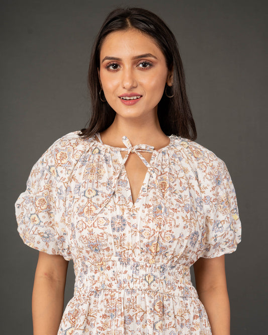 Alabaster Vintage Floral Tiered Maxi Dress